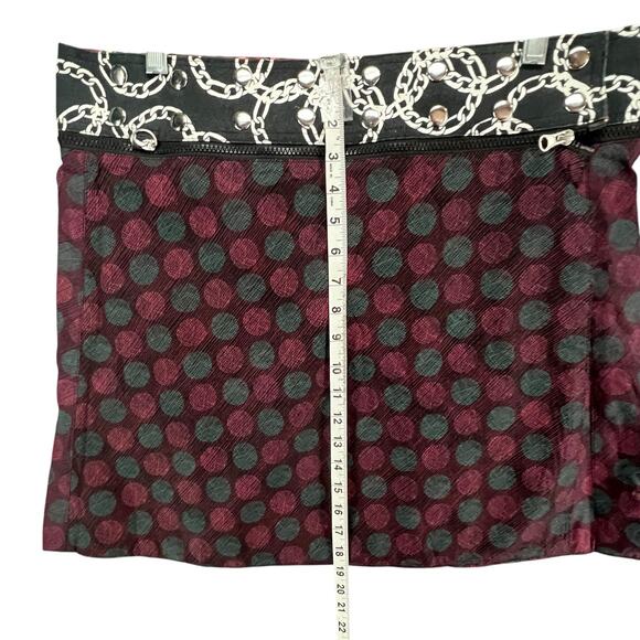 Zand Amsterdam Reversible Wrap Skirt OS Multicolor Dots Floral Snap Punk Grunge - Picture 13 of 16